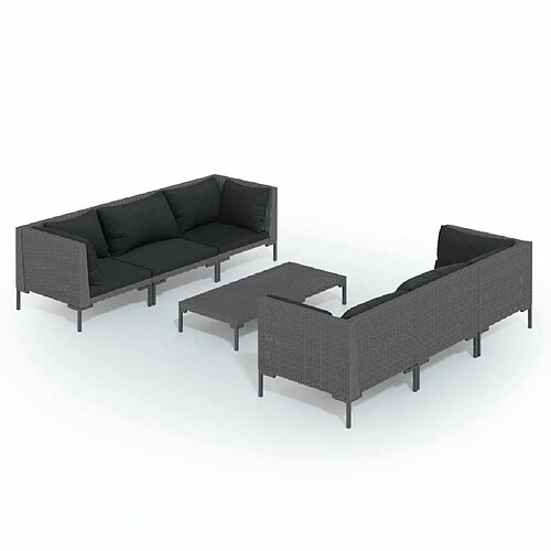 Maison Chic Salon de jardin 7 pcs + coussins - Mobilier/Meubles de jardin - Table et chaises d'extérieur Résine tressée Gris foncé -MN80157