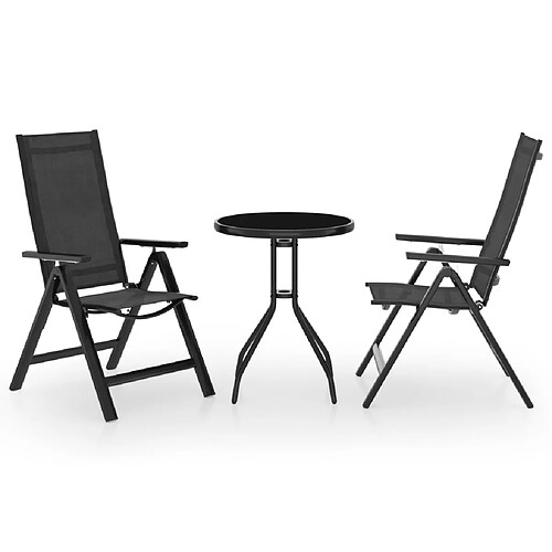 vidaXL Ensemble de bistro 3 pcs noir et anthracite