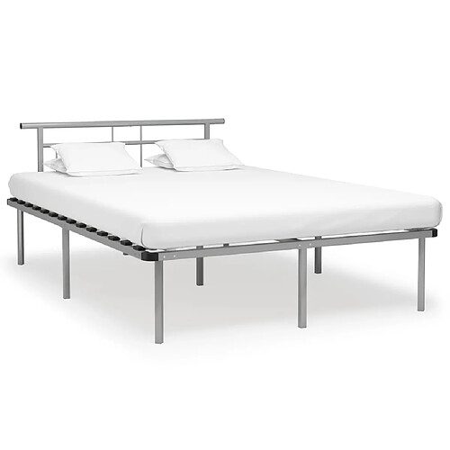 Maison Chic Lit adulte - Lit simple Cadre de lit,Structure du lit Contemporain Gris Métal 160x200 cm -MN36457