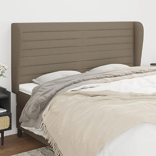 vidaXL Tête de lit avec oreilles Taupe 163x23x118/128 cm Tissu