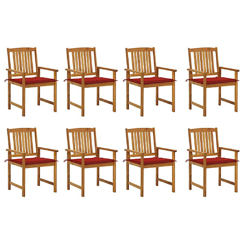 vidaXL Chaises de jardin avec coussins lot de 8 Bois d'acacia solide