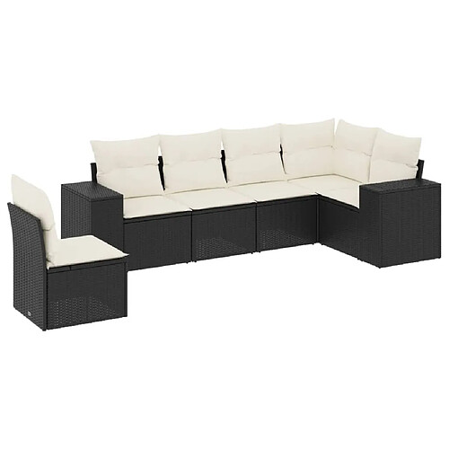 Maison Chic Salon de jardin 6 pcs avec coussins | Ensemble de Table et chaises | Mobilier d'Extérieur noir résine tressée -GKD83636