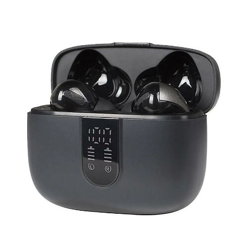 Chrono Écouteurs Bluetooth sans Fil 5.0 Stéréo Oreillette Bluetooth Écouteurs Intra-Auriculaires de Sport Écran LCD IPX7 (noir)