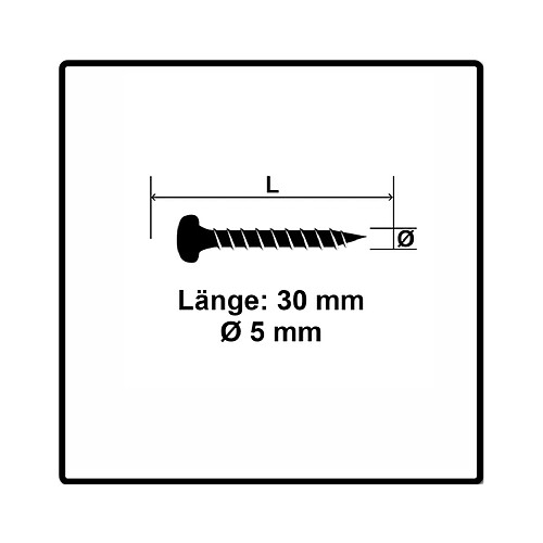 Fischer Power-Fast II FPF II Vis à bois aggloméré 5,0x30 mm, 200 pcs., tête ronde, empreinte Torx, filetage total, zingué et passivé bleu ( 670437 )