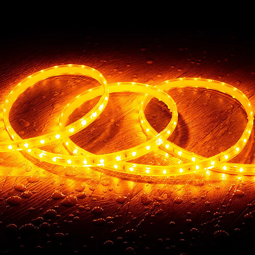 Ledkia Ruban LED 220V SMD2835 60LED/m Orange IP65 Largeur 12mm Coupe tous les 100cm 10 m