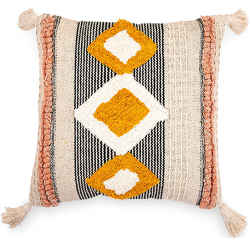 ICONIK INTERIOR Coussin de style boho Bali - Housse et Rembourrage inclus - Mabel Multicolore