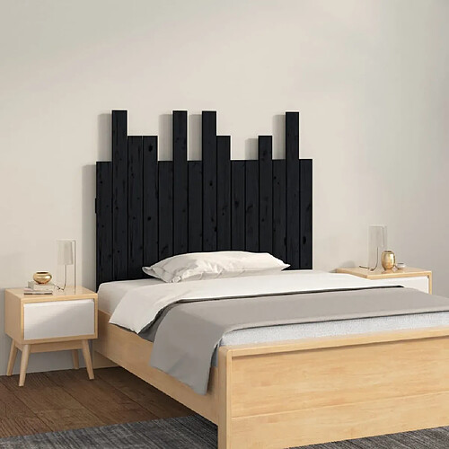 Maison Chic Tête de lit scandinave pour lit adulte,Meuble de chambre murale Noir 95,5x3x80 cm Bois massif de pin -MN14272