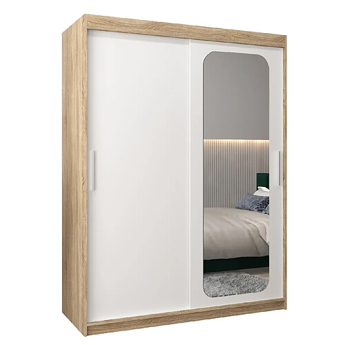 Abiks Meble Armoire PROMO T2 À Portes Coulissantes 200/150/62 2 Portes (Sonoma/Blanc)