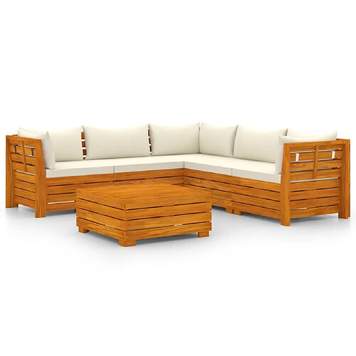 Maison Chic Salon de jardin 6 pcs + coussins - Mobilier/Meubles de jardin - Table et chaises d'extérieur Bois d'acacia solide -MN16535