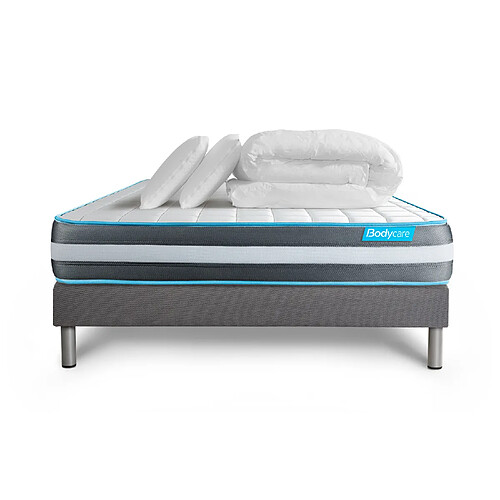 Bodycare Pack 140x190 matelas BodyForm + sommier kit gris + Couette 240x220cm + 2 oreillers 60x40cm