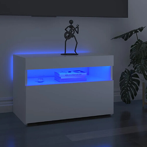 vidaXL Meuble TV avec lumières LED blanc brillant 60x35x40 cm