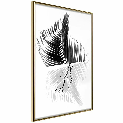 Paris Prix Affiche Murale Encadrée Abstract Feather 30 x 45 cm Or