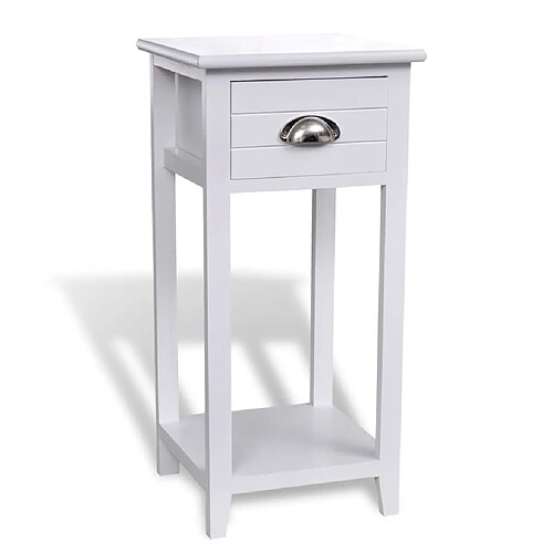 Maison Chic Table de chevet,Table de nuit,Table d'appoint pour salon avec 1 tiroir Blanc -MN94453