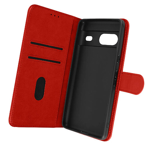 Avizar Housse pour Google Pixel 7 Clapet Portefeuille Fonction Support Vidéo rouge