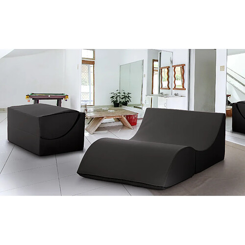 Autrement Talamo Italia Clever double pouf convertible en chaise longue en éco-cuir, couleur noire