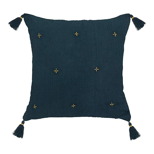 Atmosphera, Createur D'Interieur Coussin de chaise brodé rectangulaire Starke - 40 x 40 cm - Bleu nuit