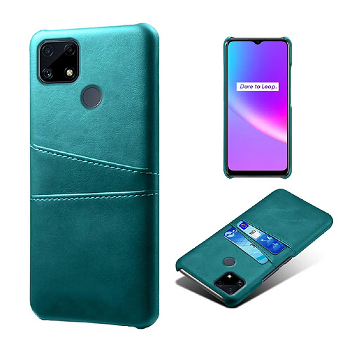 Coque en TPU + PU avec double porte-cartes vert pour votre Realme C25