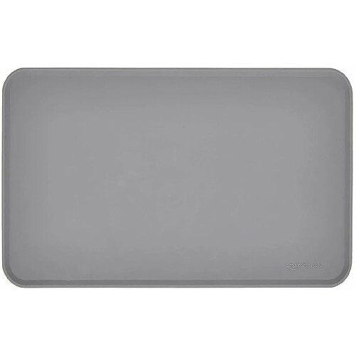 Basics Tapis de gamelle en silicone étanche pour animaux de compagnie - 47 x 29 cm, Gris