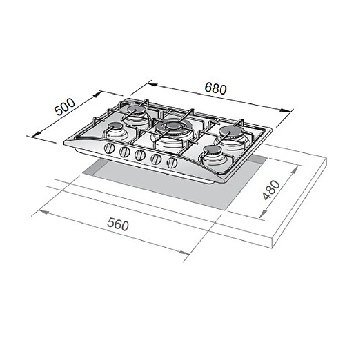 DeLonghi FFB 57 ASV plaque Blanc Intégré (placement) 68 cm Gaz 5 zone(s)