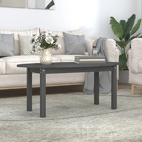 vidaXL Table basse Gris 110x55x45 cm Bois massif de pin