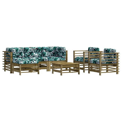 Maison Chic Salon de jardin 7 pcs + coussins - Mobilier/Meubles de jardin - Table et chaises d'extérieur bois de pin imprégné -MN44983