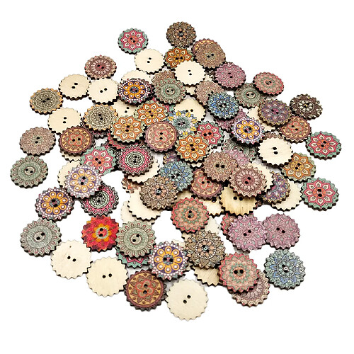 Boutons en bois peints de 100 morceaux pour coudre des accessoires de bricolage 25mm