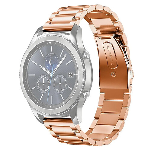 Wewoo Bracelet pour montre connectée de en acier inoxydable Samsung Gear S3 22 mm or rose