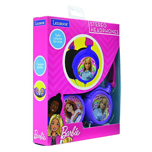 Lexibook Casque stéréo filaire pliable Barbie avec limitation de volume d'écoute