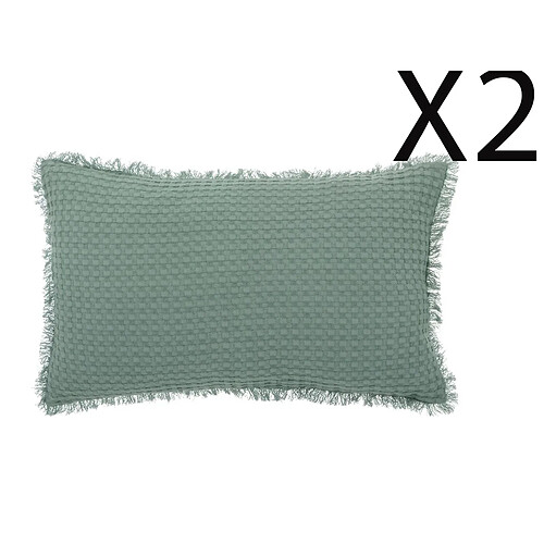 Pegane Lot de 2 coussins en coton coloris vert céladon - Longueur 50 x Profondeur 10 x Hauteur 30 cm