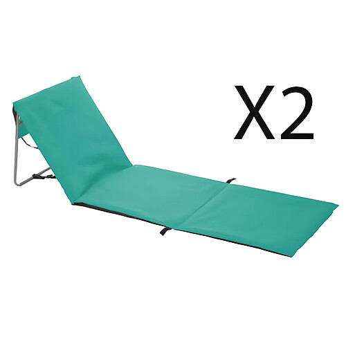 Pegane Lot de 2 matelas de plage en acier et polyester coloris bleu - Longueur 160 x Profondeur 54 x Hauteur 4 cm