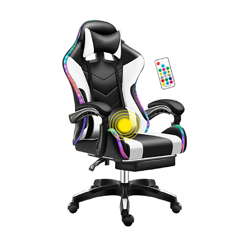 Inovalley Fauteuil GAMER HP Bluetooth Blanc/Noir