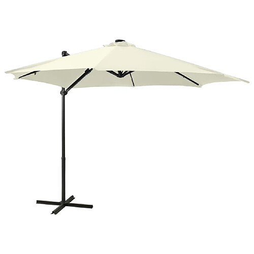 ComfortXL Parasol Déporté Avec Mât Et Lumières LED Sable 300 Cm