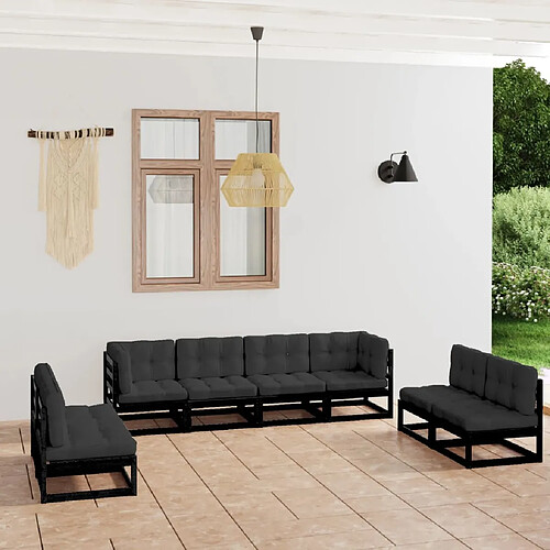 vidaXL Salon de jardin 8 pcs avec coussins Bois de pin massif