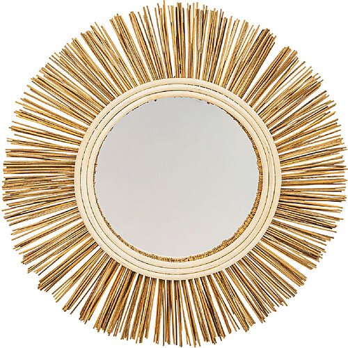 ICONIK INTERIOR Miroir Mural - Design Rond Boho Bali (60 cm) - Loi Bois naturel