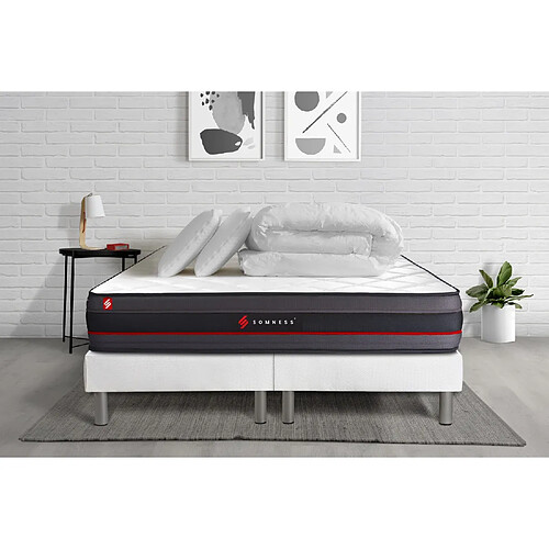 Somness Pack matelas REGEN 180x200 + double sommiers blanc 90x200 + Couette + 2 oreillers