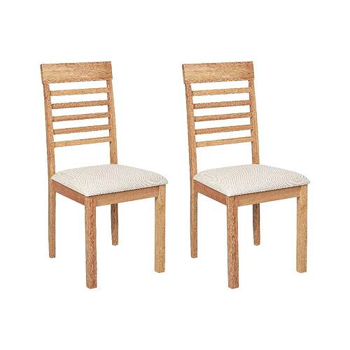 Beliani Bois d'hévéa Chaise de salle à manger Set de 2 Bois clair ORTLEY