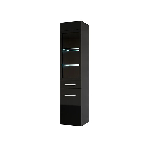 Vente-Unique Colonne de salle de bain noire avec Leds - L30 x l30 x H132 cm - LAURINO