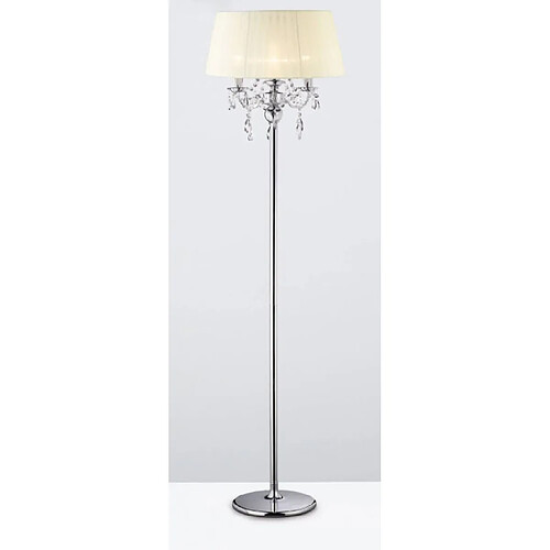 Luminaire Center Lampadaire Olivia avec Abat jour crème ivoire 3 Ampoules chrome poli/cristal