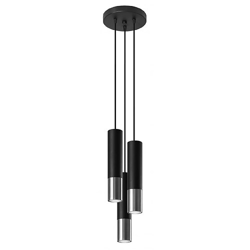 Luminaire Center Suspension Loopez Acier Chrom,noir 3 ampoules 90cm