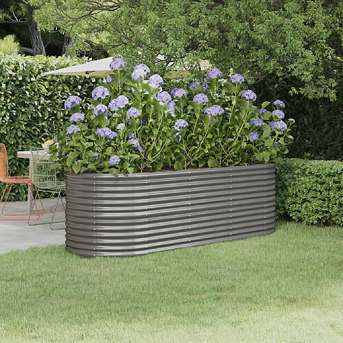 vidaXL Lit surélevé de jardin Acier enduit de poudre 224x80x68 cm gris