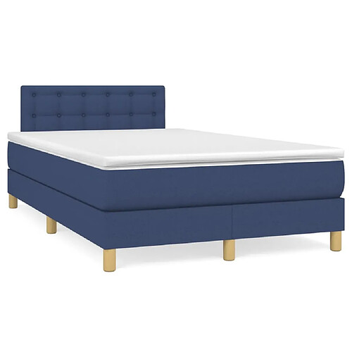 Maison Chic Structures de lit + matelas,Lit à sommier tapissier avec matelas Bleu 120x200 cm Tissu -MN12410