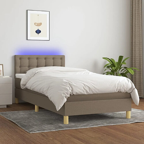 Sommier à lattes LED,Cadre à lattes de lit avec matelas pour Adulte Taupe 80x200 cm Tissu -MN17844