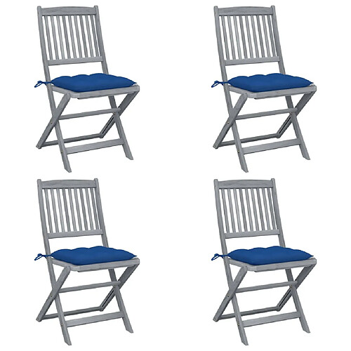 Maison Chic Lot de 4 Chaises pliables d'extérieur avec coussins | chaises de jardin | Fauteuil Relax Bois d'acacia -GKD79781