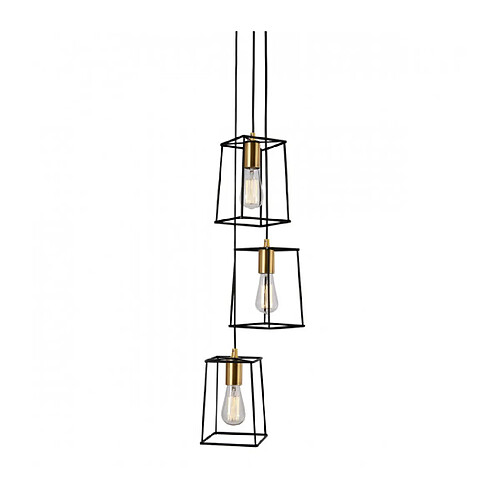 Luminaire Center Suspension moderne Alanis Noir mat, doré 3 ampoules