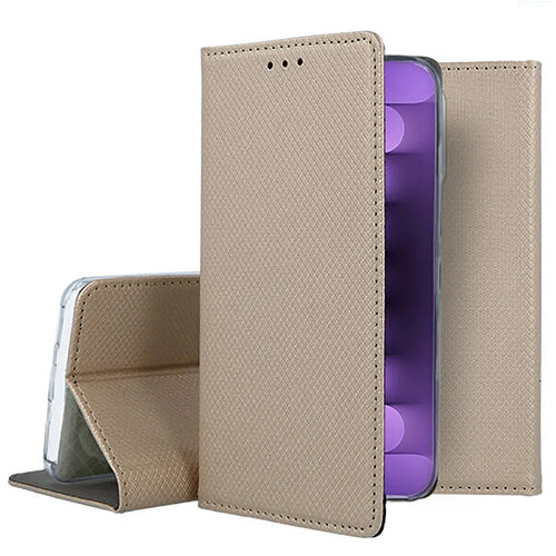 Htdmobiles Housse pour Apple iPhone 15 Pro - etui coque pochette portefeuille + verre trempe - OR MAGNET