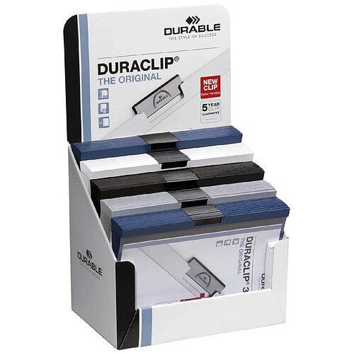 Durable 298500 Duraclip Chemise de Présentation à Clip Métal A4 3 mm/30 feuilles Assortis Présentoir de 30