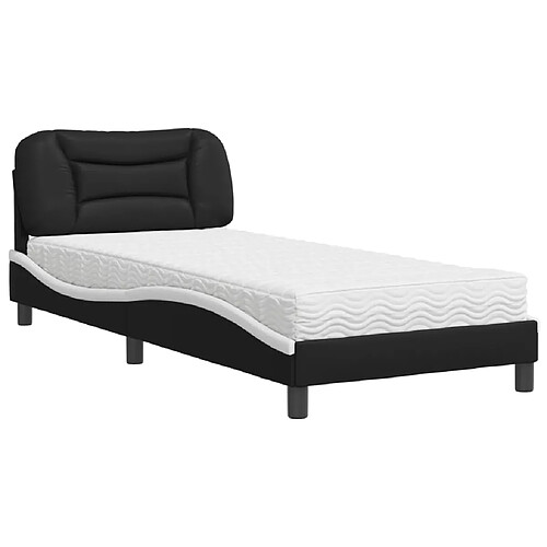 Vidaxl Lit avec matelas noir et blanc 90x190 cm similicuir