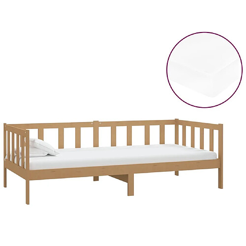 Maison Chic Lit de jour Lit d'invité et matelas, Lit de repos pour Salon Chambre,Canapé-lit 90x200cm Marron miel Bois de pin massif -MN67350