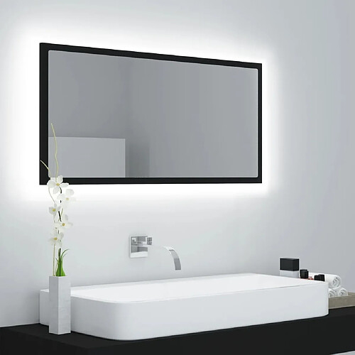 Maison Chic Miroir à LED,Miroir Lumineux LED de salle de bain Noir 90x8,5x37 cm Acrylique -MN46125