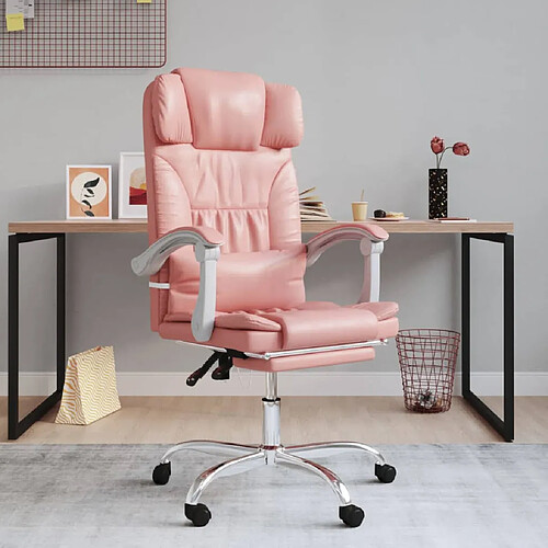 vidaXL Fauteuil inclinable de bureau Rose Similicuir